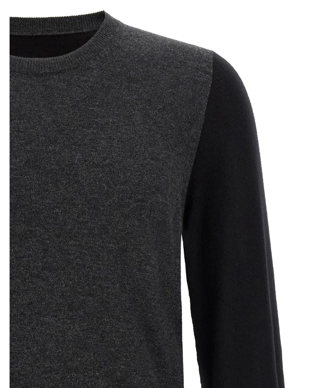 Maison Margiela Black Two-Tone Wool Crewneck T-Shirt for men