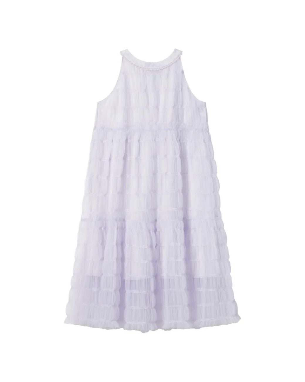 B+ AB White Tiered Ruched Dress