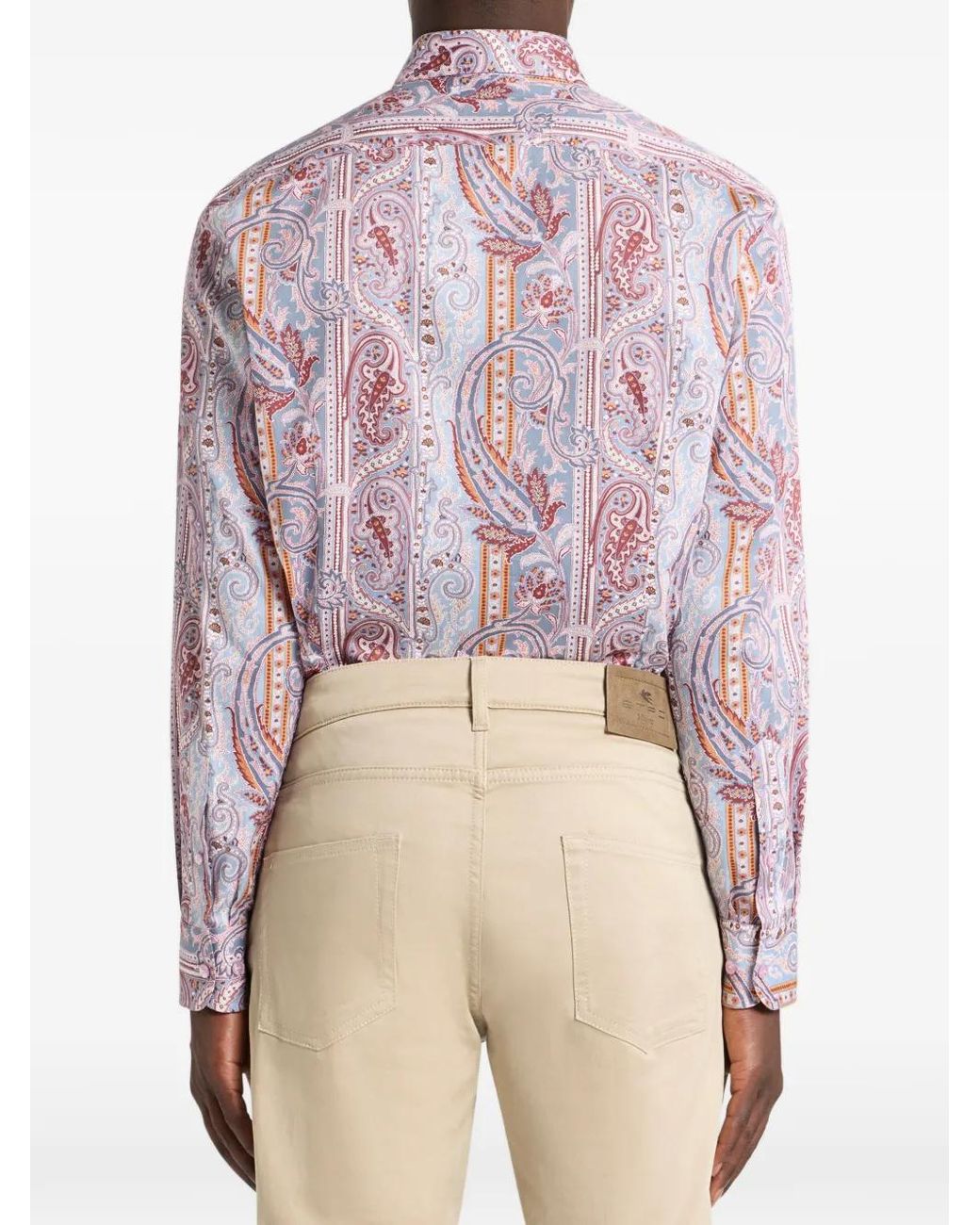 Etro Pink Paisley Cotton Satin Shirt for men