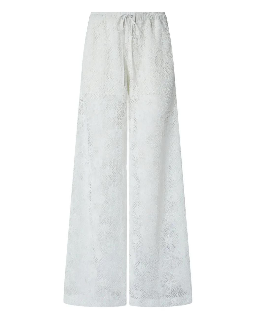 Pinko White Floral Lace Trousers