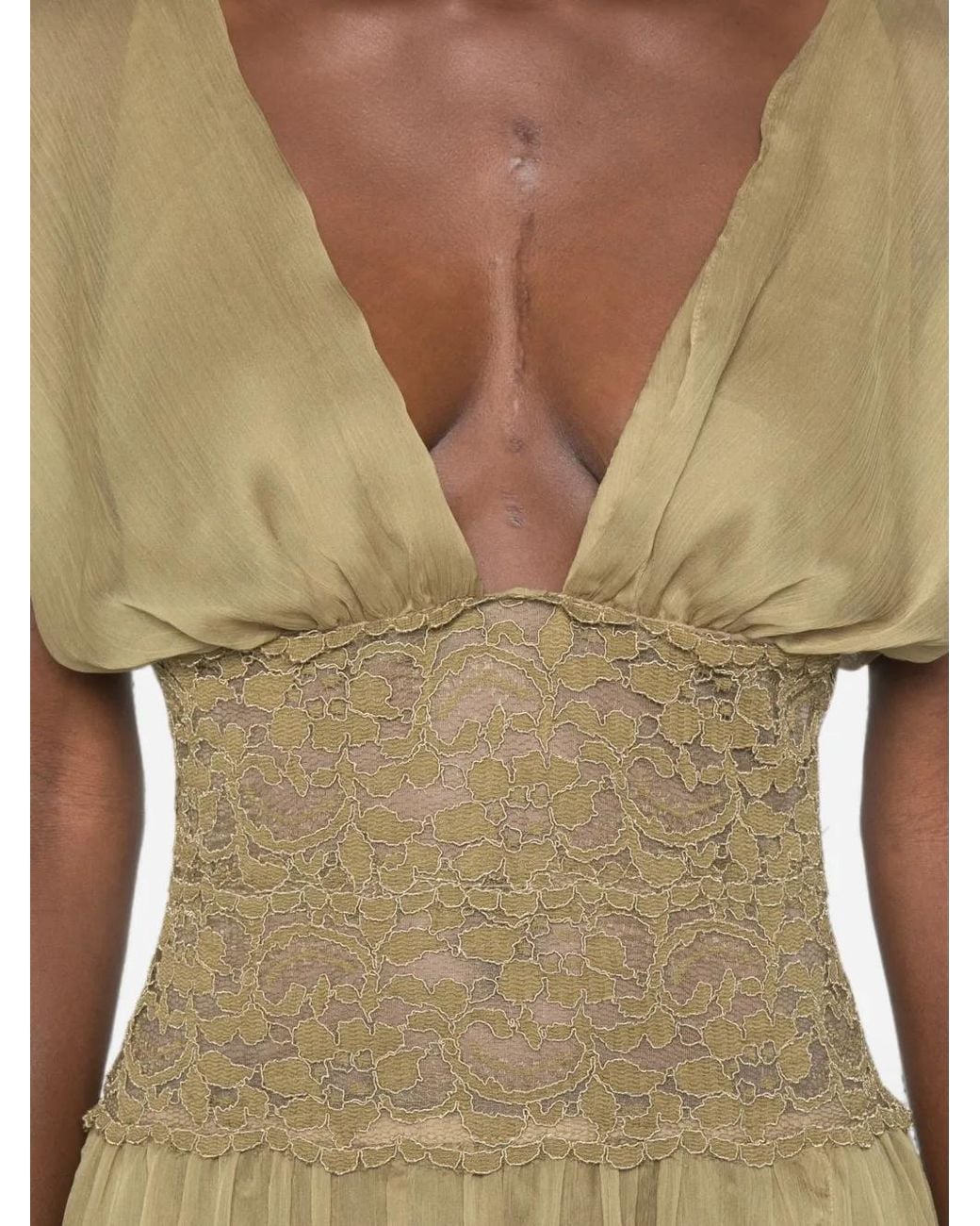 Arcina Ori Natural Mary Jane Lace-Panelled Maxi Dress