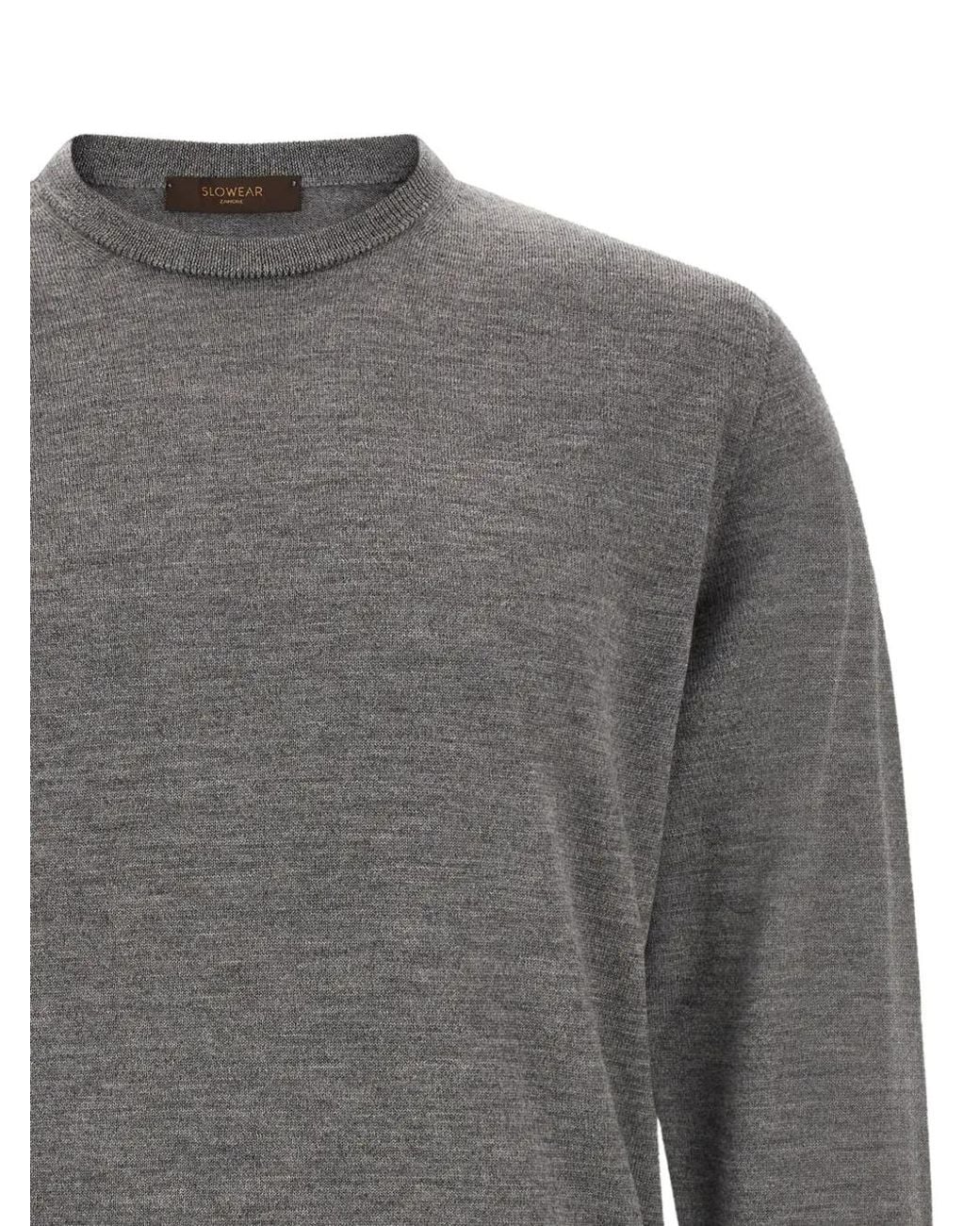 Zanone Gray Crew-Neck Virgin Wool Sweater for men