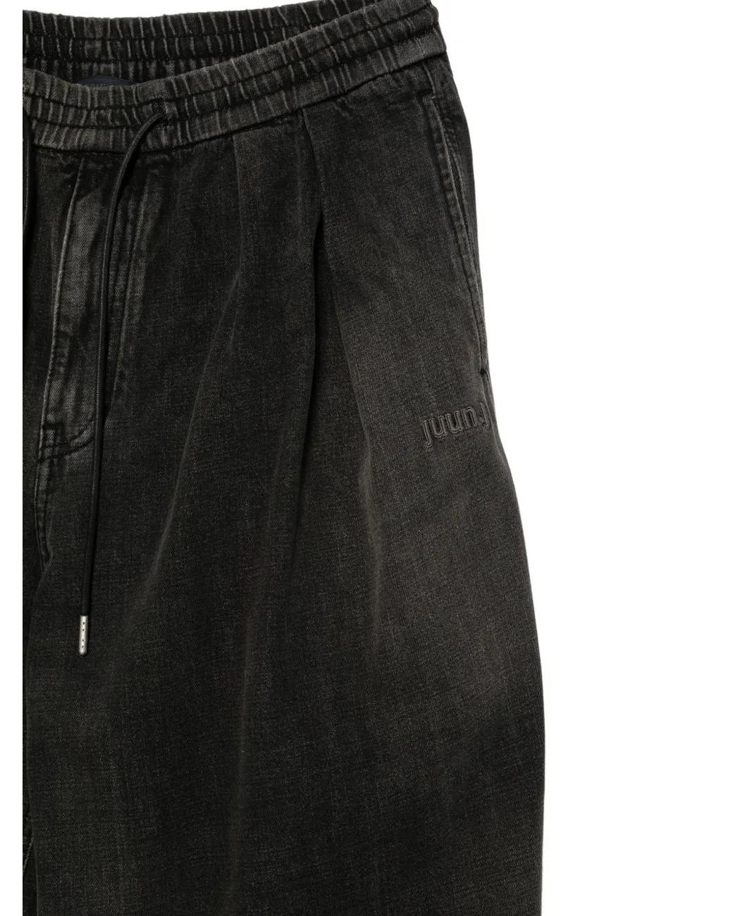 Juun.J Black Pleated Jeans for men