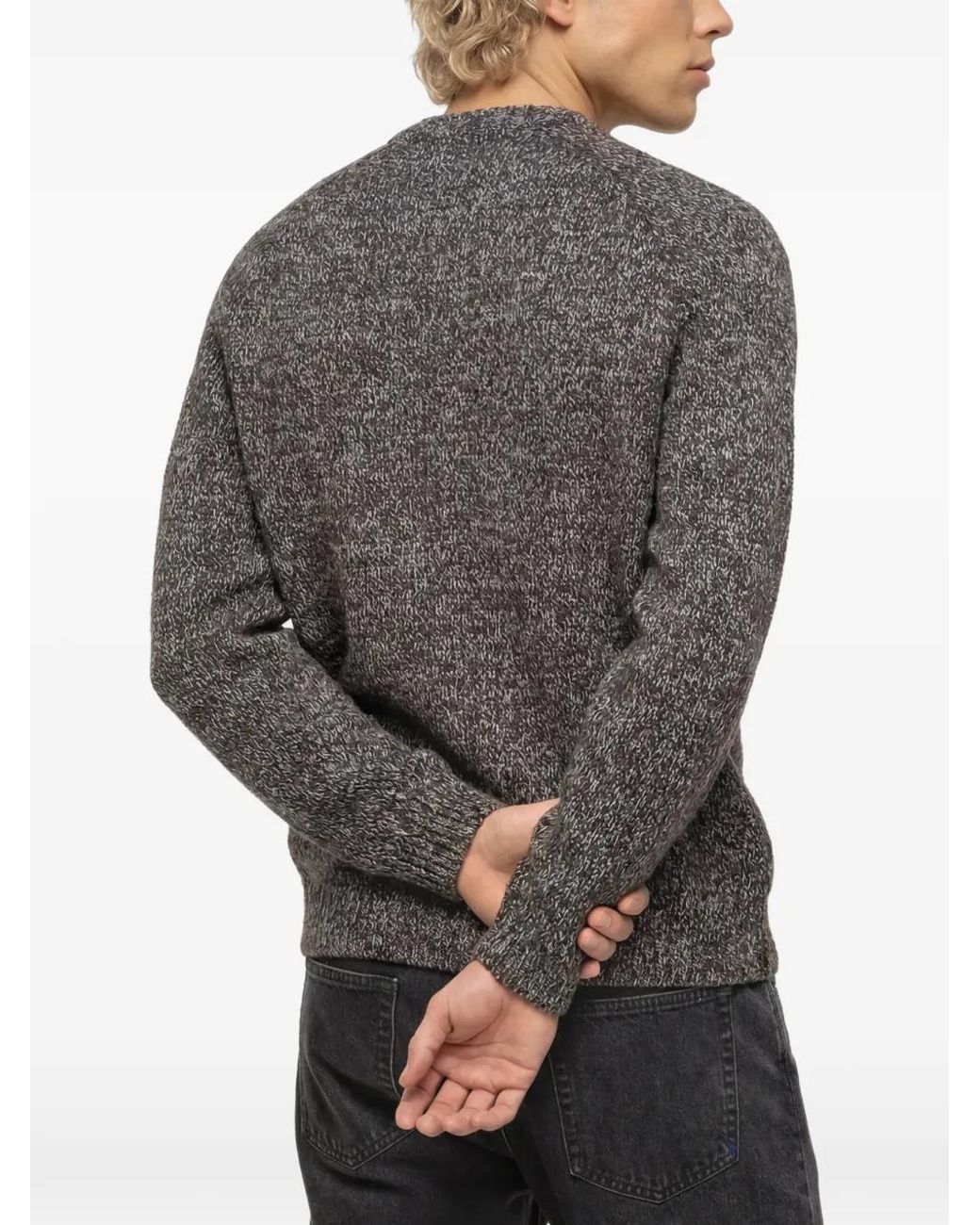Karl Lagerfeld Gray Wool-Blend Mélange Sweater for men