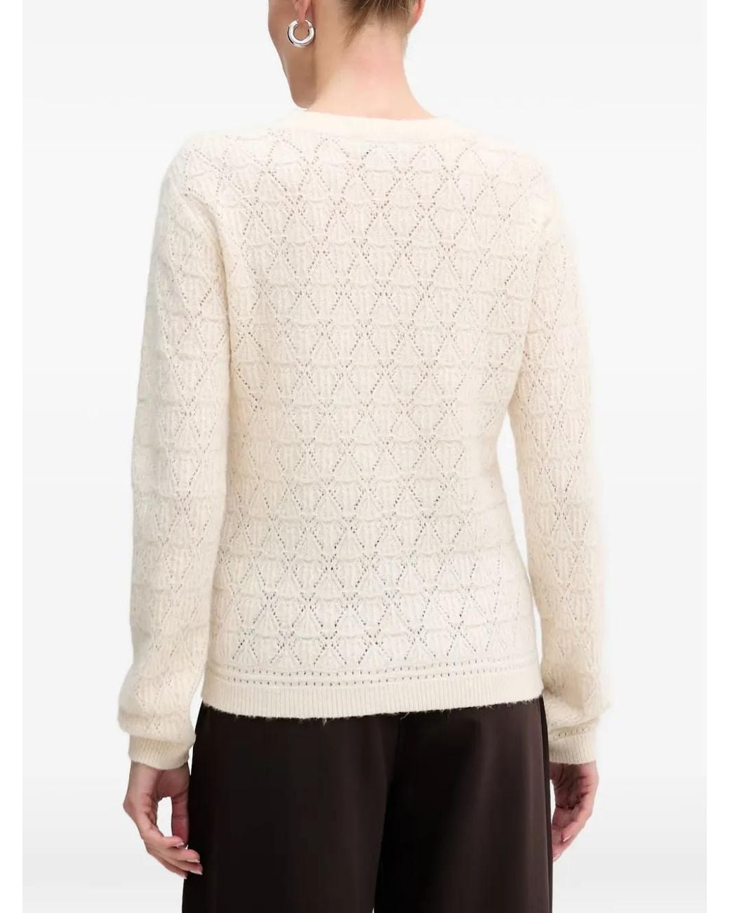 Morgan White Pullover Mit Rautenmuster