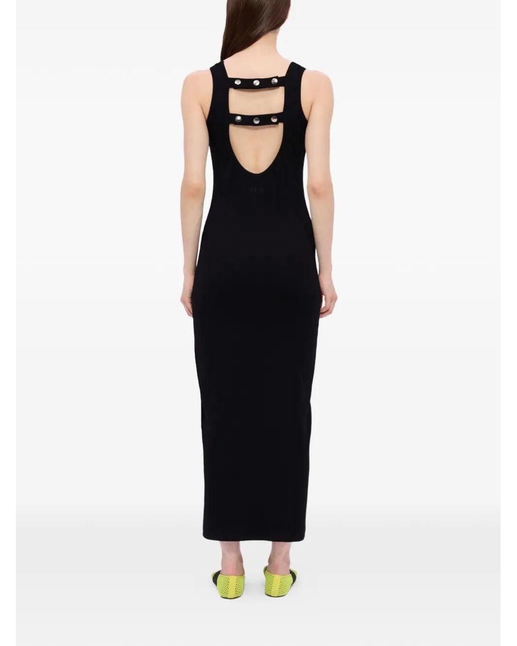 MSGM Black Robe Mi-Longue À Détails De Clous
