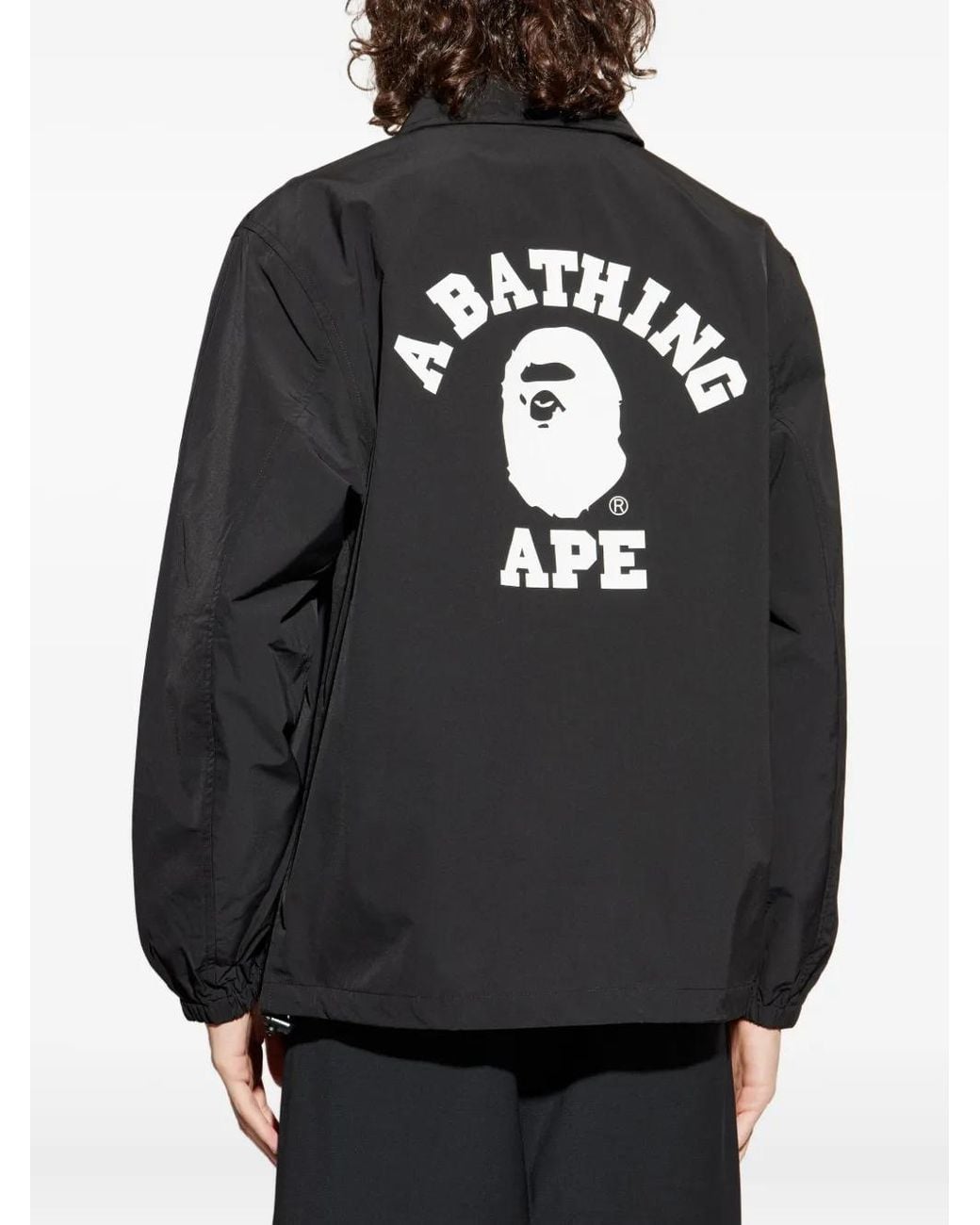 A Bathing Ape Black College Coach Logo Jacket for men