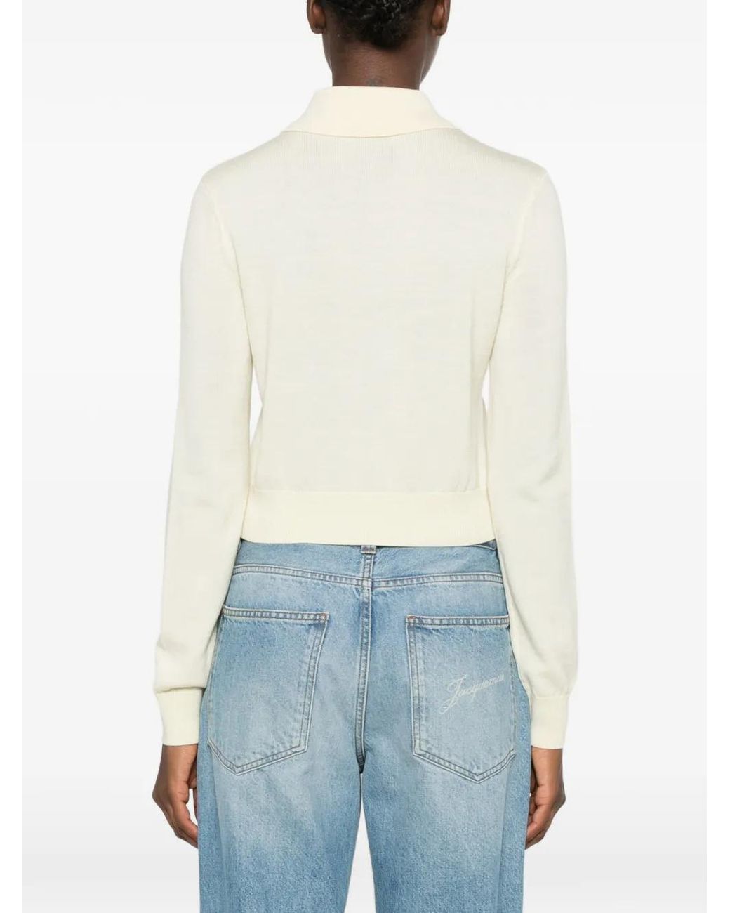 Self-Portrait White Flower Embroidered Knit Cardigan