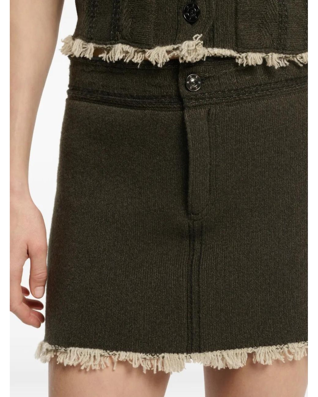 Barrie Black Denim Fringed Mini Skirt