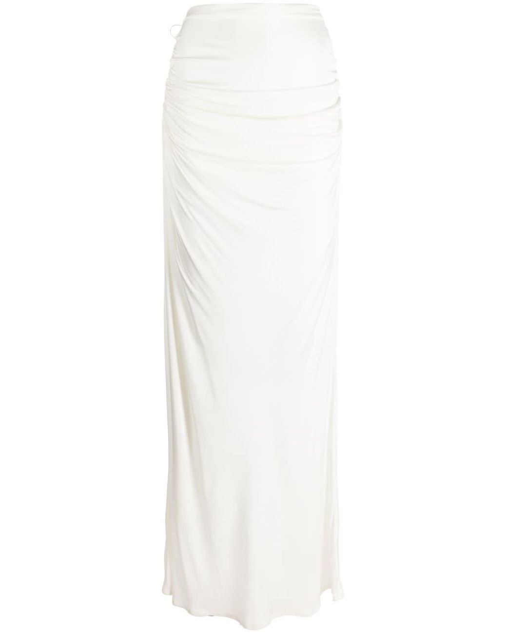 ANDREADAMO Draped Maxi Skirt in White | Lyst