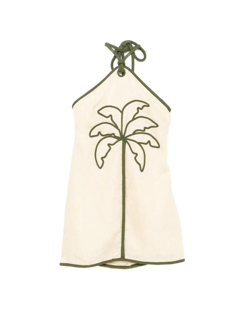 Farm Rio White Coconut Embroidery Halter Neck Euroflax Premium Linen Mini Dress