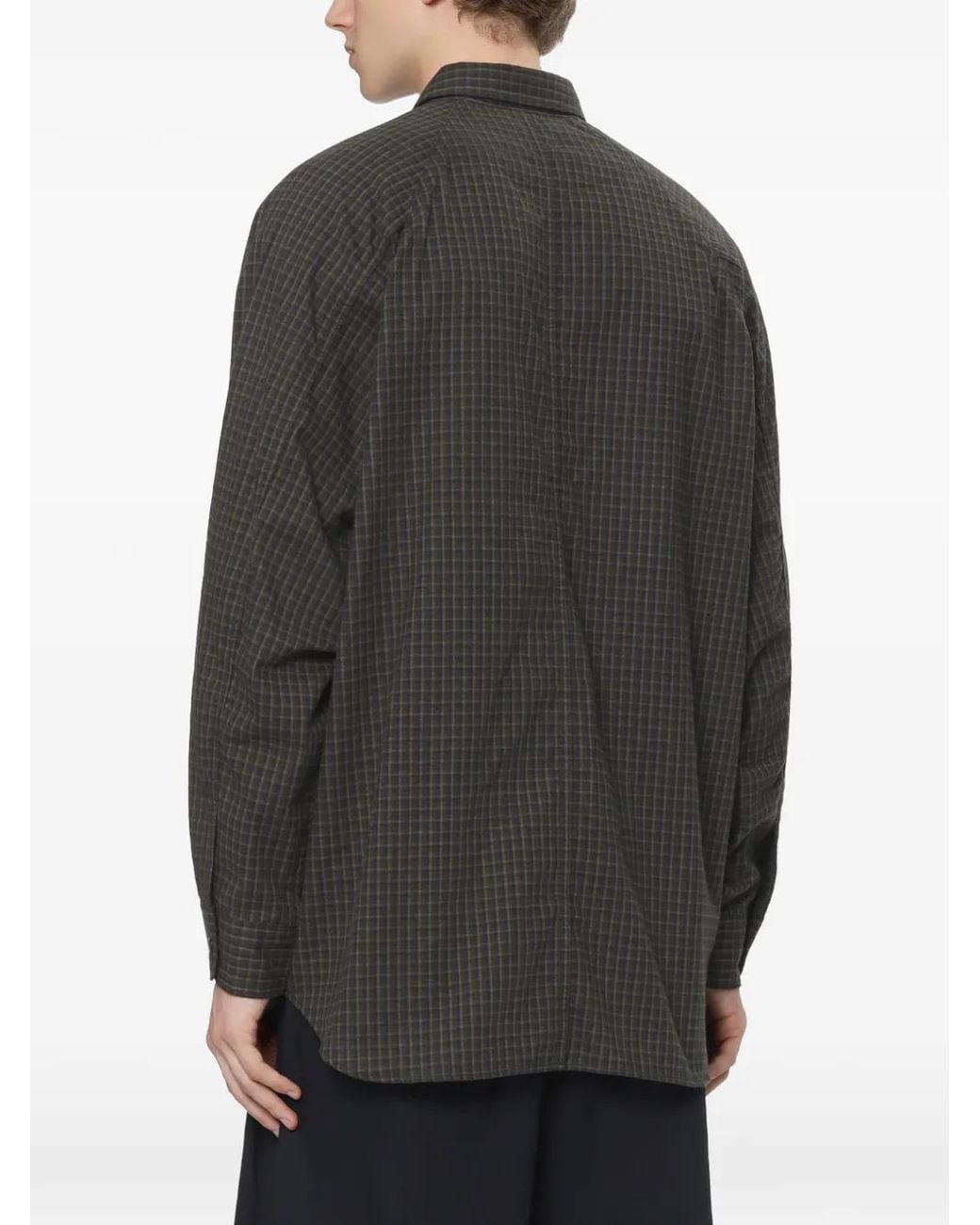 Comme des Garçons Gray Check-Pattern Long-Sleeve Shirt for men