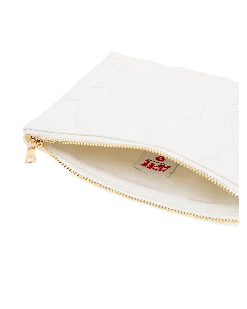 AAPE BY A BATHING AP White Quilted Heart Wallet