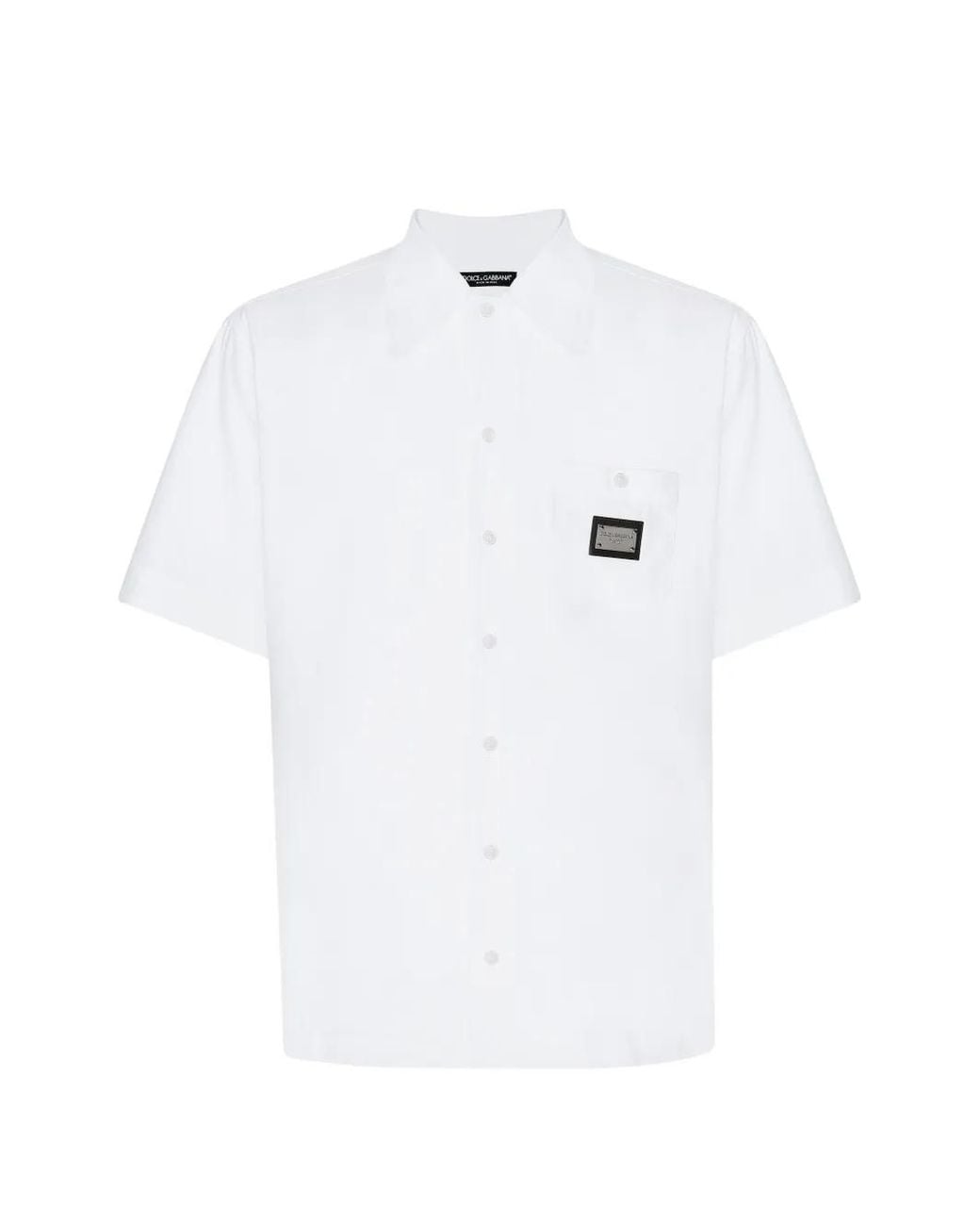 Dolce & Gabbana White Cotton Hawaiian Shirt With Branded Tag for men