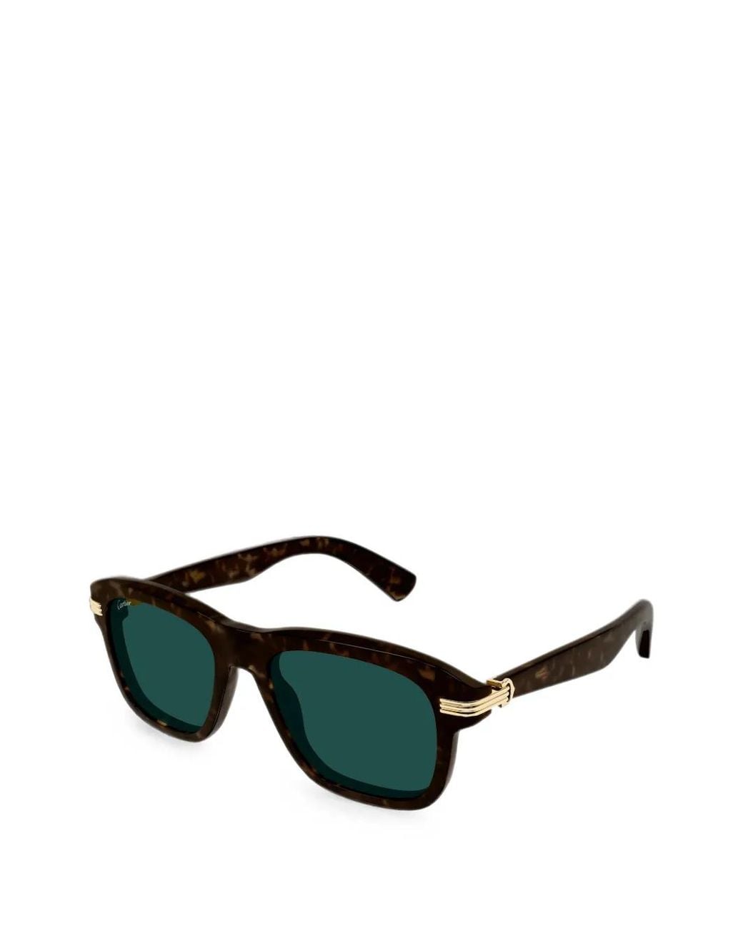 Cartier Green Tortoiseshell-Effect Rectangle-Frame Sunglasses for men