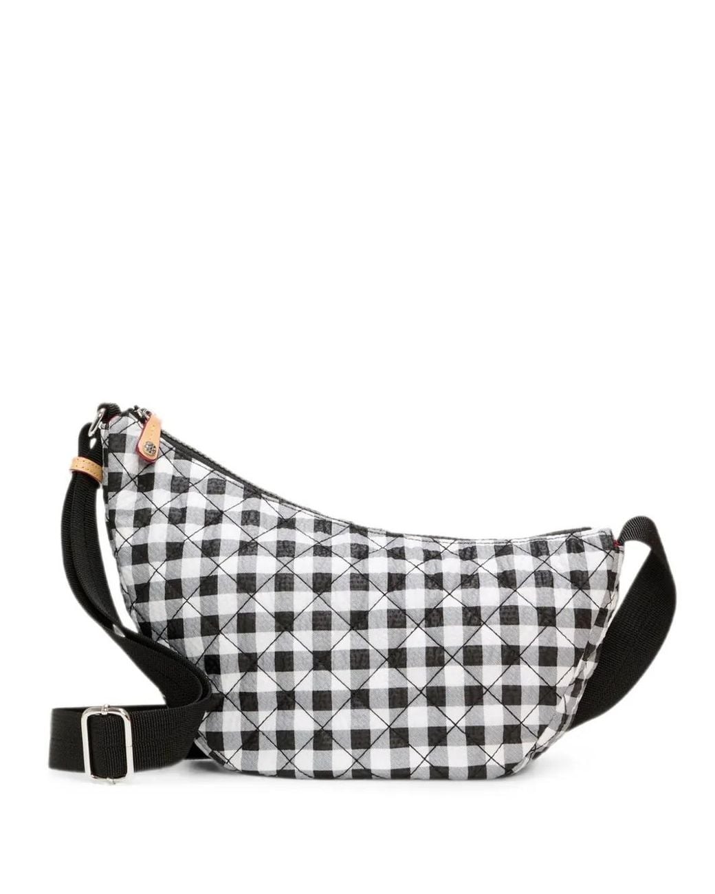 MZ Wallace Black Small Metro Smile Gingham Quilted Crossbody Bag