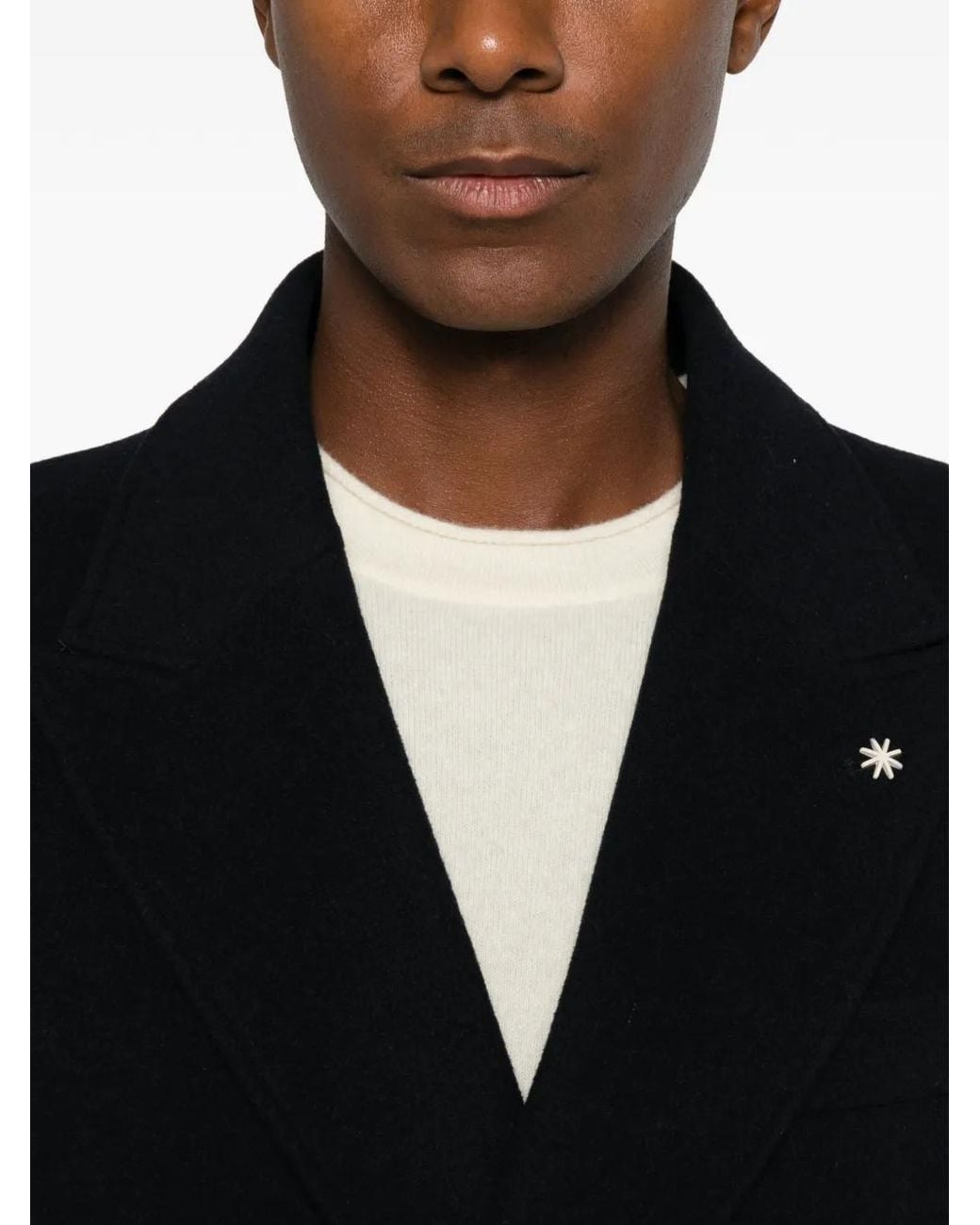 Manuel Ritz Black Double-Breasted Coat for men