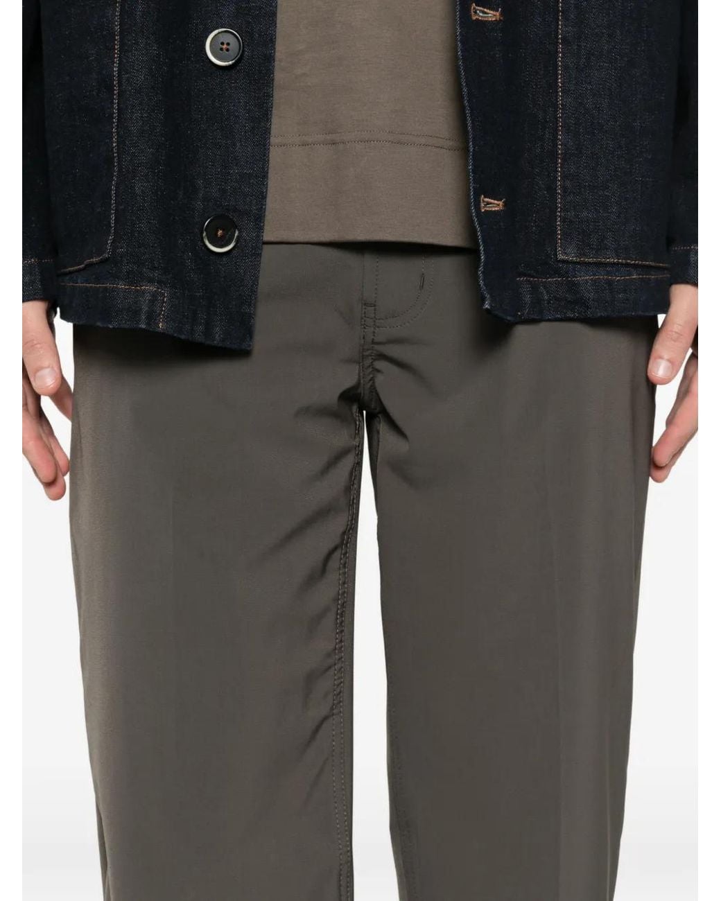 Emporio Armani Gray Logo-Patch Trousers for men