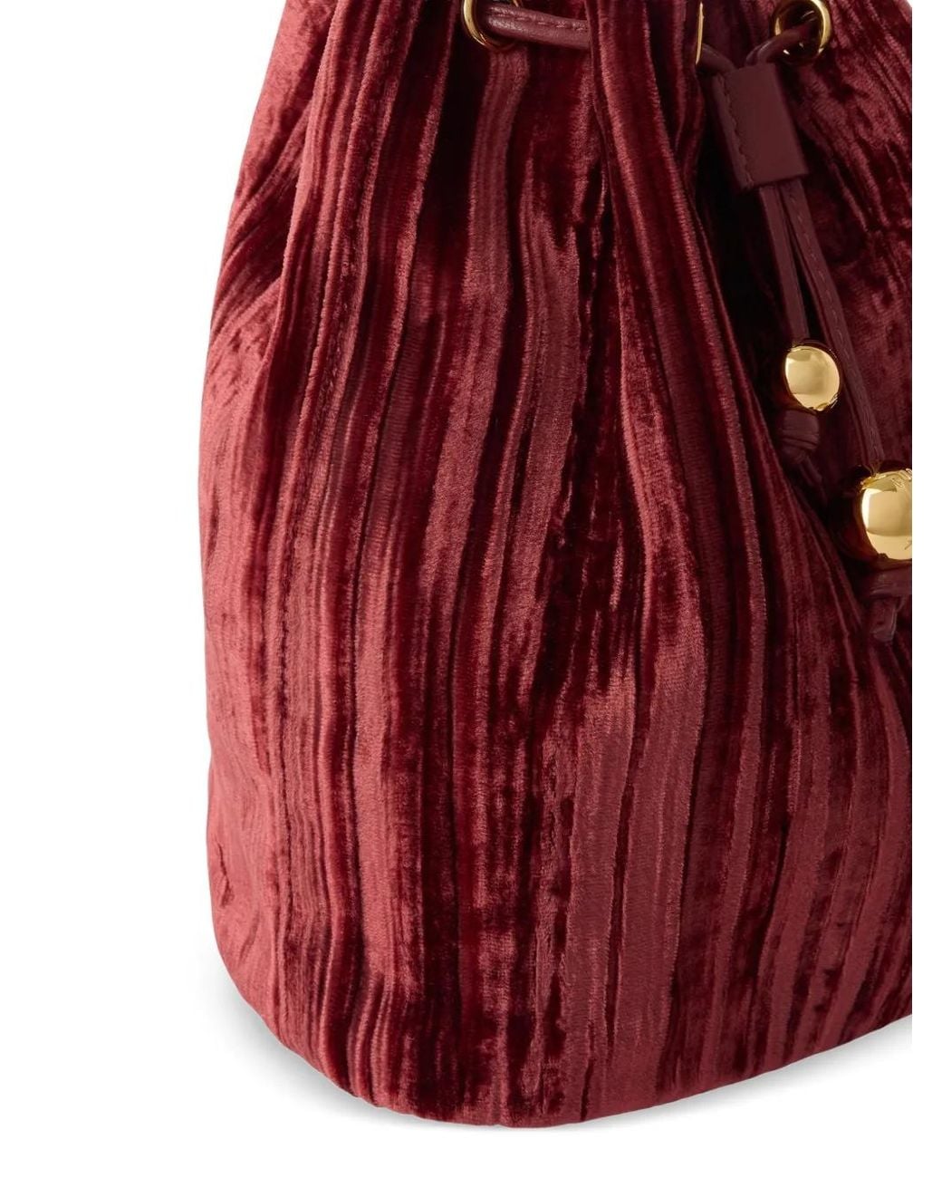 Furla Red Crinkled-Velvet Bucket Bag