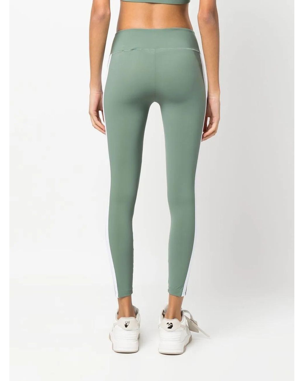 Palm Angels Green Leggings With Logo