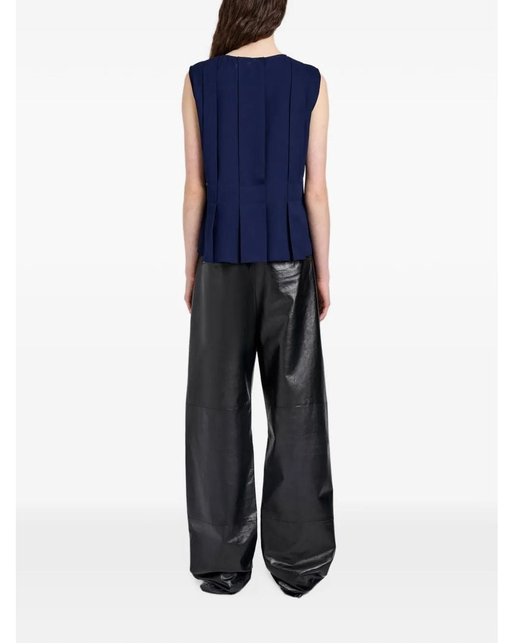 Proenza Schouler Blue Makayla Pleated Sleeveless Top