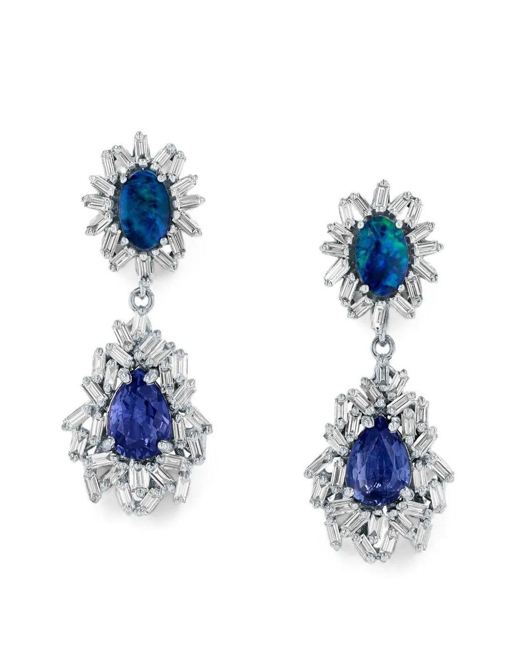 Suzanne Kalan Blue One Of A Kind Opal And Sapphire-Embellishment Earrings