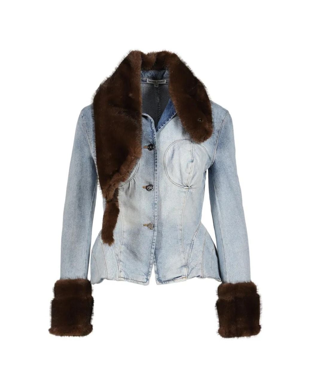 Natasha Zinko Blue Faux-Fur Trim Denim Jacket