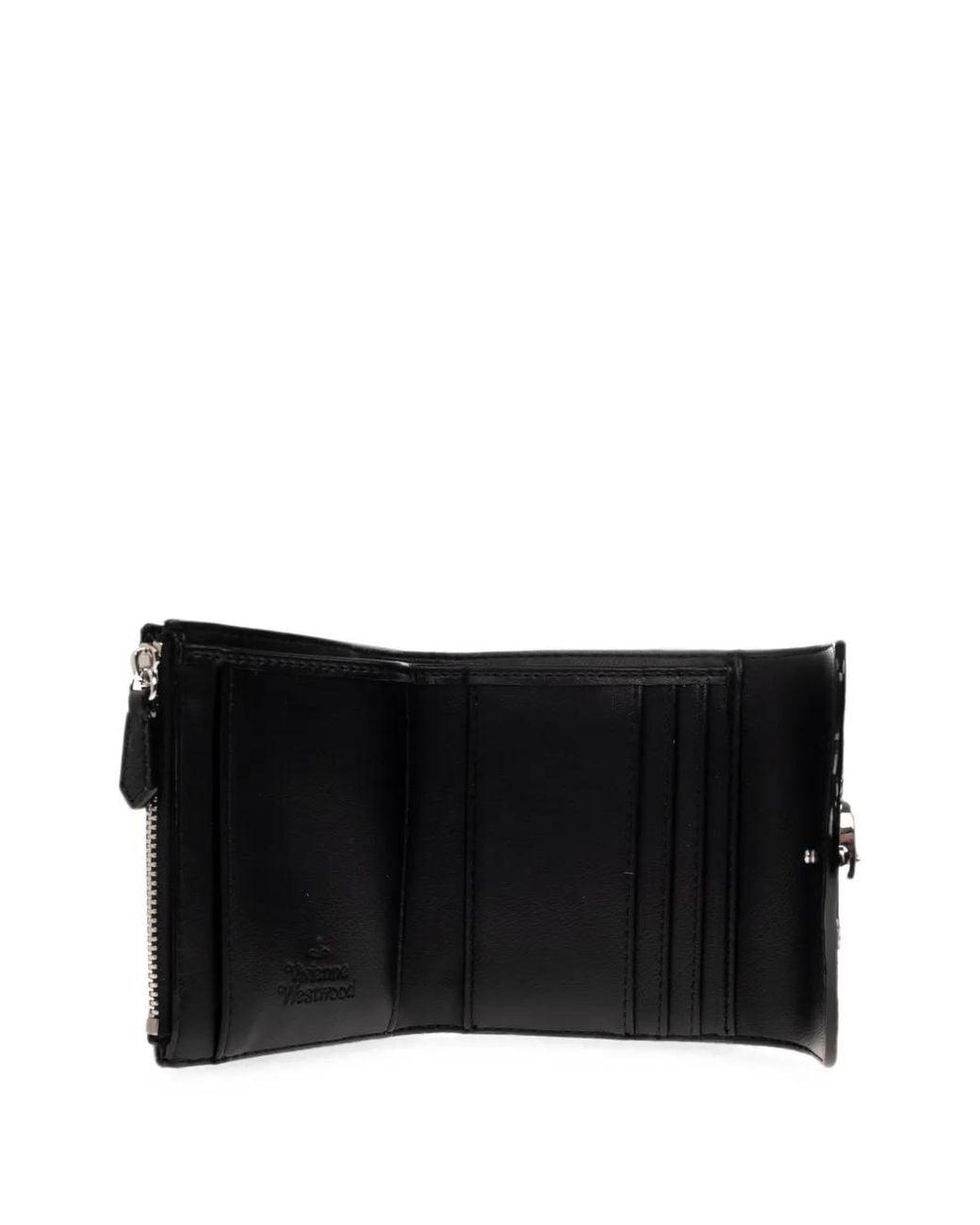 Vivienne Westwood Black Orb-Plaque Crinkled-Leather Wallet