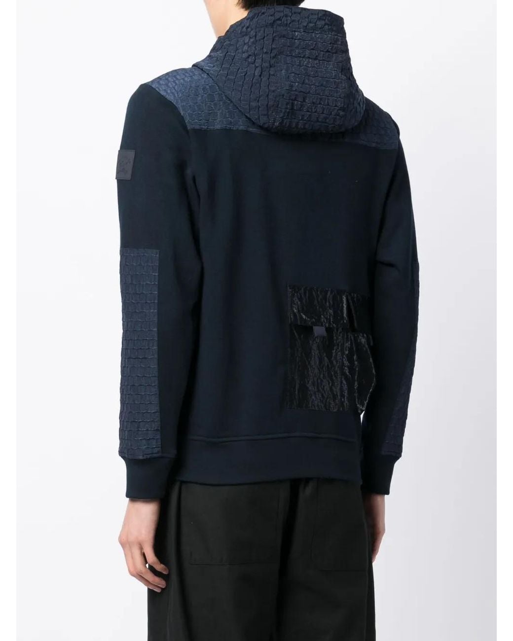 Paul & Shark Blue Stand-Up Collar Hooded Jacket for men