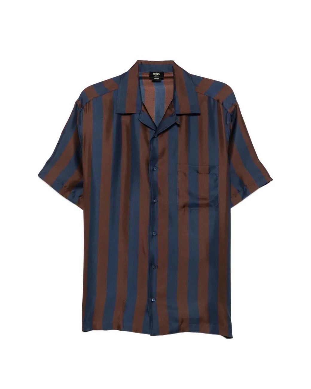 Fendi Blue And Pequin Silk Shirt for men