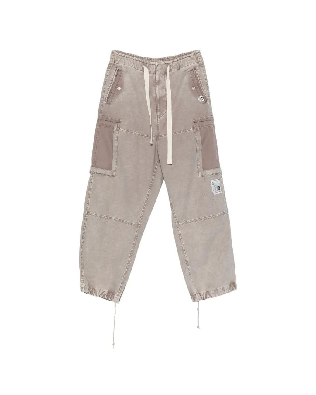 Maison Mihara Yasuhiro White Pantalon Cargo À Lien De Resserrage Et Empiècements for men