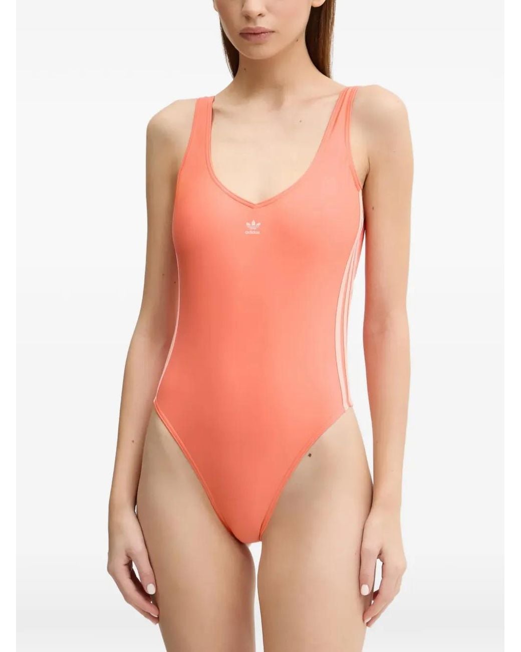 Adidas Orange Adicolor Three Stripes Swimsuit
