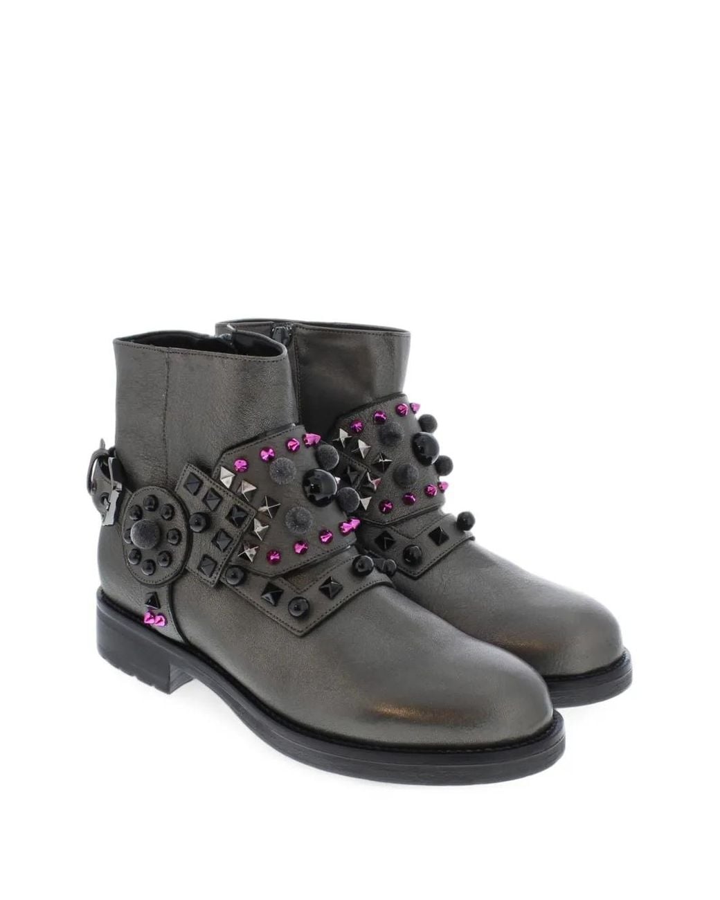 Albano Black Harness Studded Harness Ankle Boots