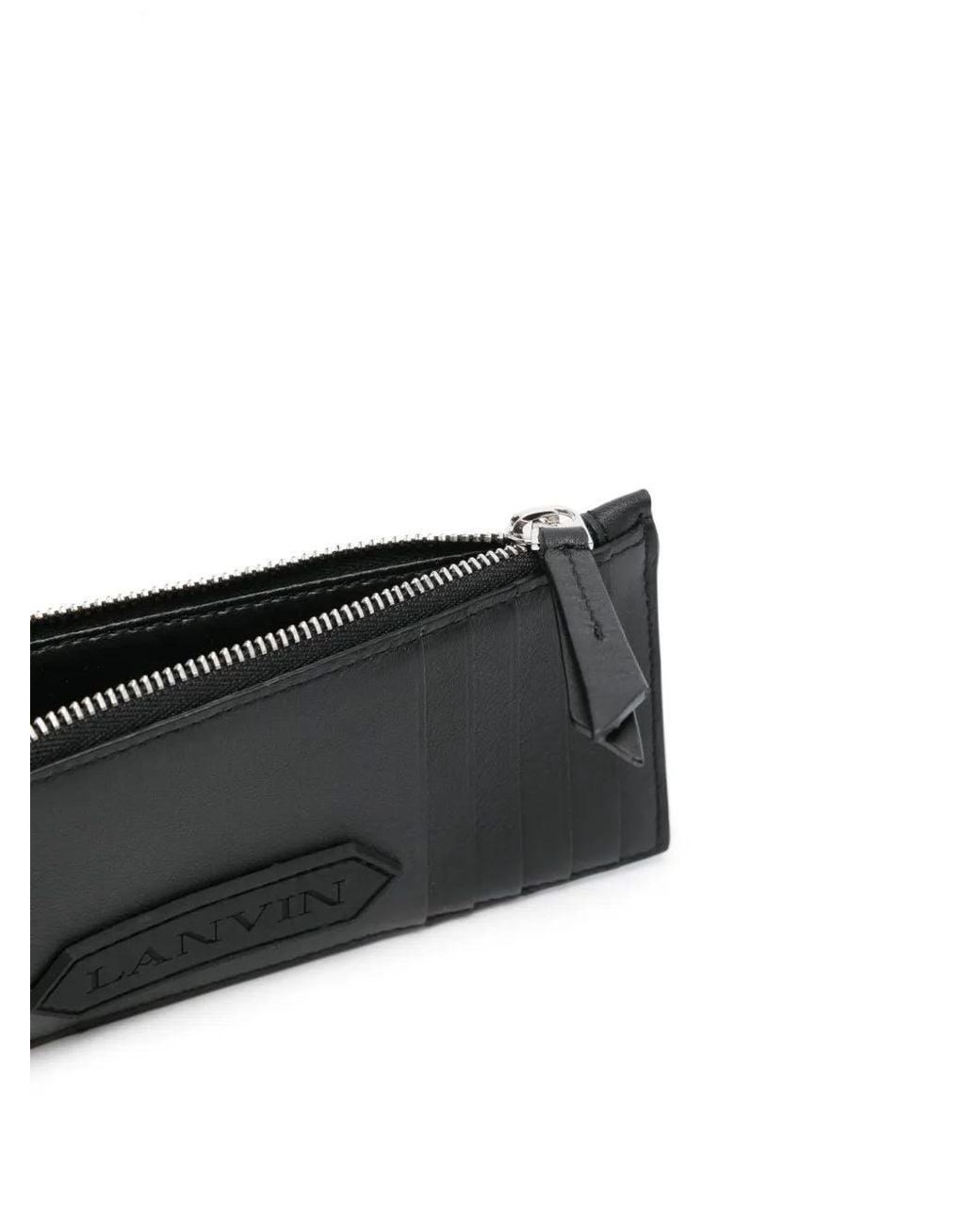 Lanvin Black Signature Leather Card Holder for men