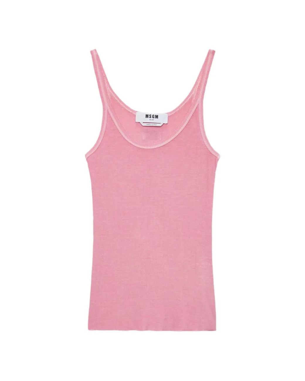 MSGM Pink Scoop-Neck Tank Top