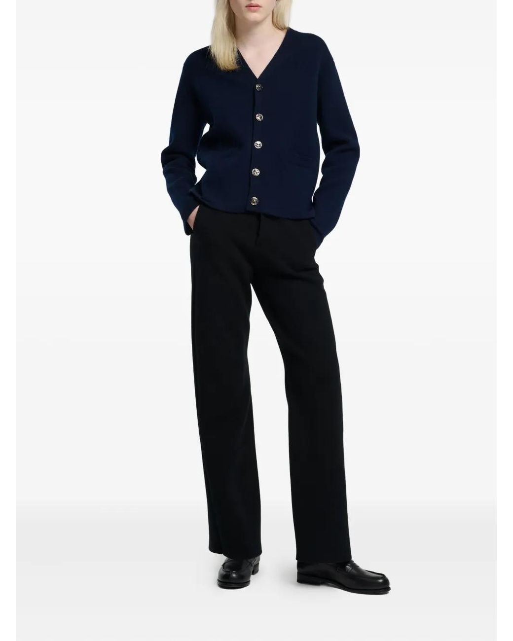 Barrie Blue V-Neck Button Cardigan