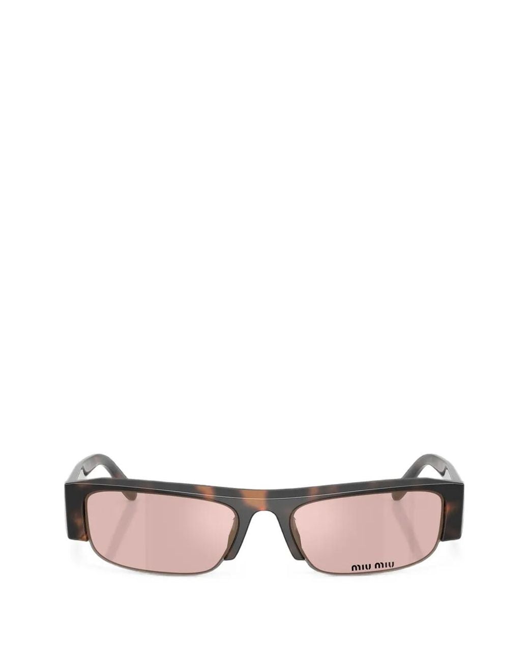 Miu Miu Pink Tortoiseshell-Effect Rectangle-Frame Sunglasses