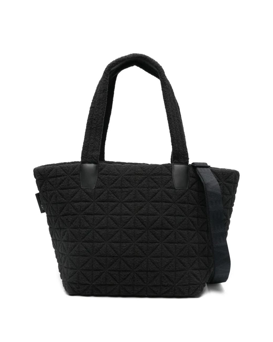VEE COLLECTIVE Black Medium Vee Quilted Tote Bag