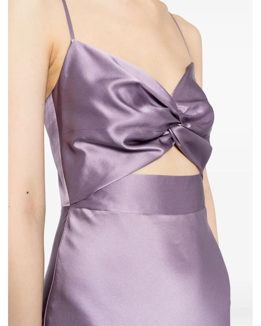 Michelle Mason Purple Twisted-Bodice Silk Gown