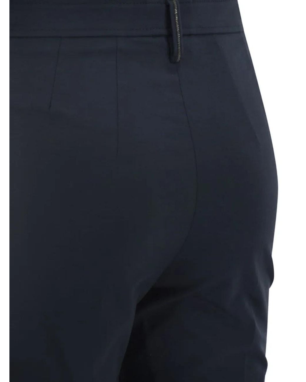 Brunello Cucinelli Blue Belt-Loops Cropped Trousers