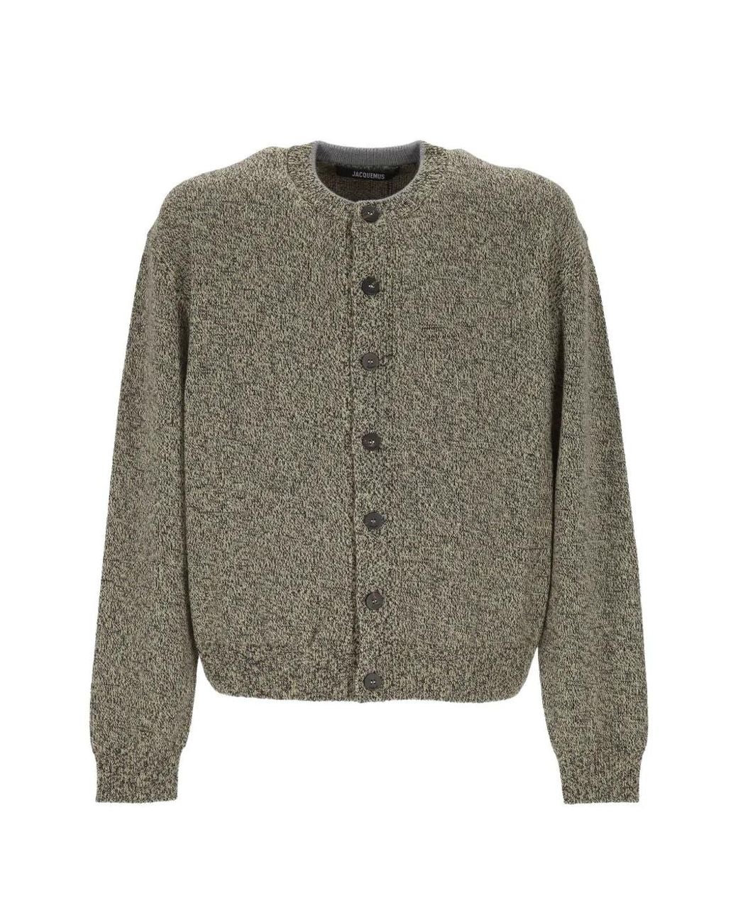 Jacquemus Green Logo-Intarsia Button-Up Cardigan for men