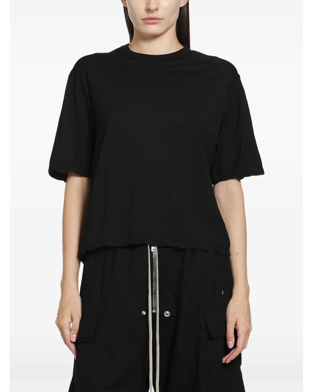 Rick Owens Black Raw-Cut Short-Sleeve T-Shirt