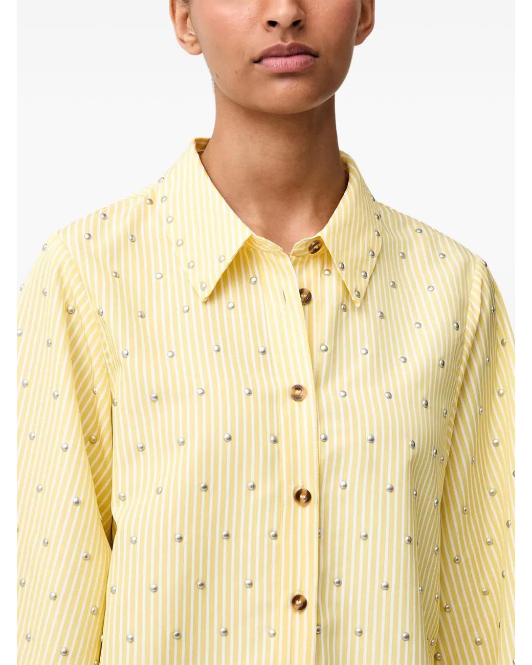 Never Fully Dressed Gestreepte Blouse Met Studs in het Natural