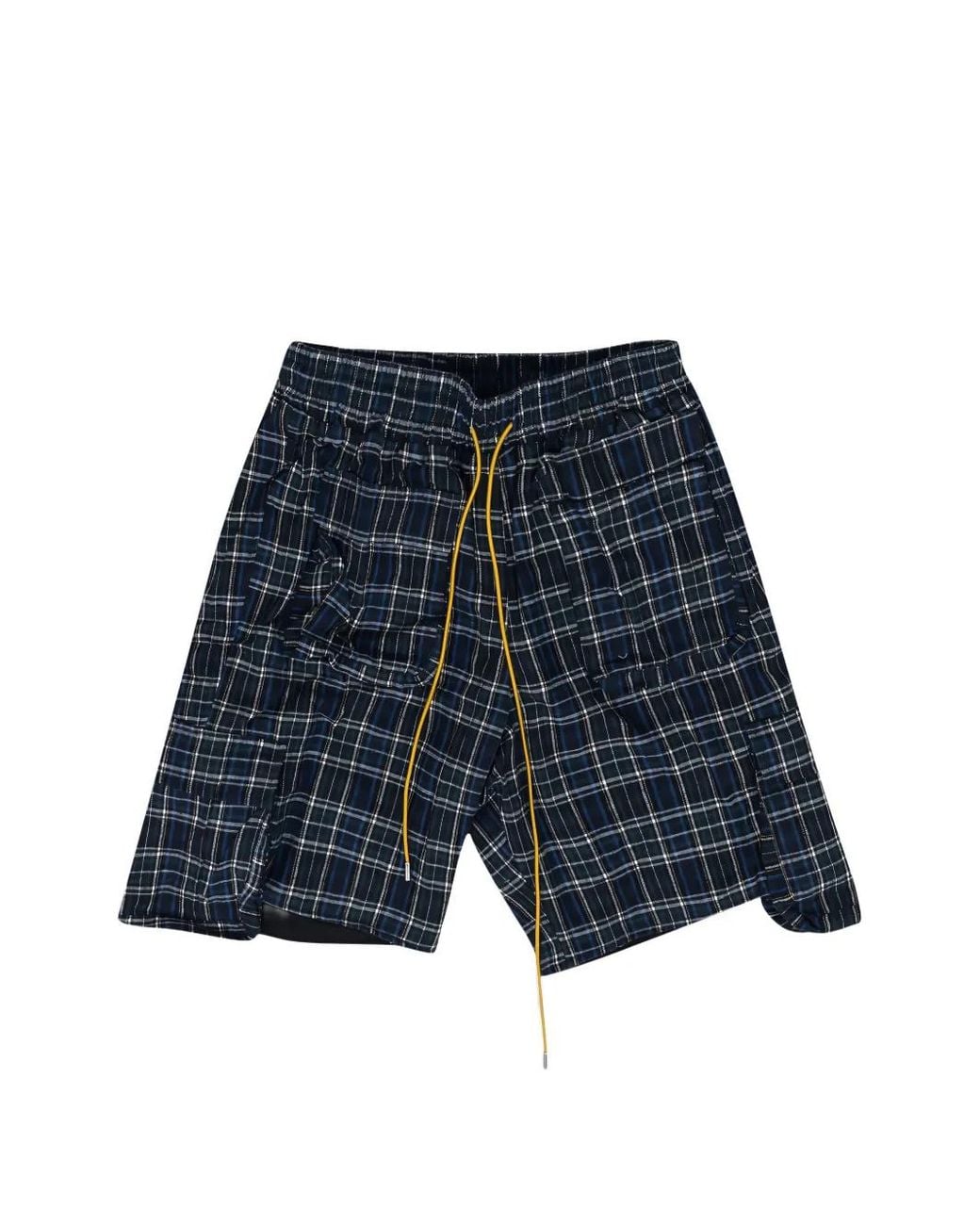 Rhude Blue Plaid Drawstring Shorts for men