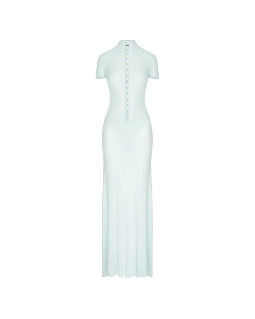 MANURI Blue Mia Pearl-Embellished Maxi Dress