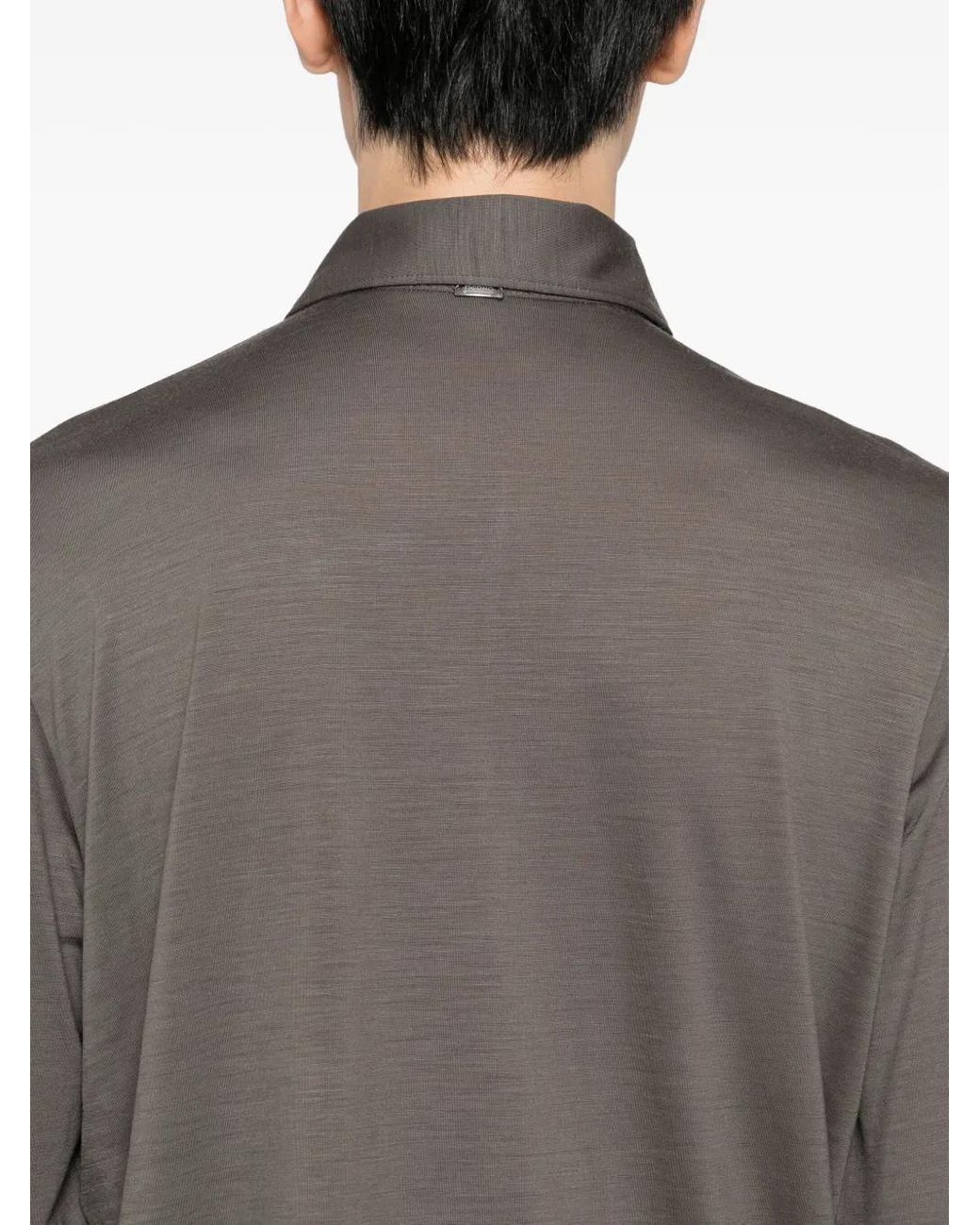 Herno Brown Long-Sleeve Polo Shirt for men