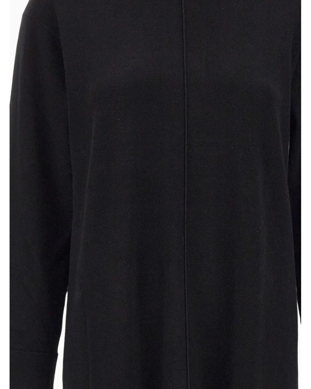 Elena Miro Black Raised-Seam Long-Sleeve Dress