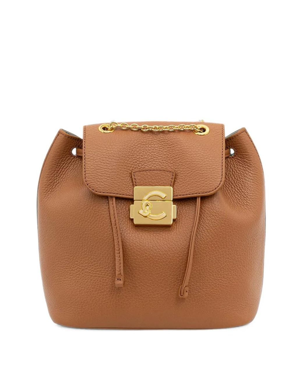 Coccinelle Brown Small C-Me Logo-Plaque Drawstring Backpack