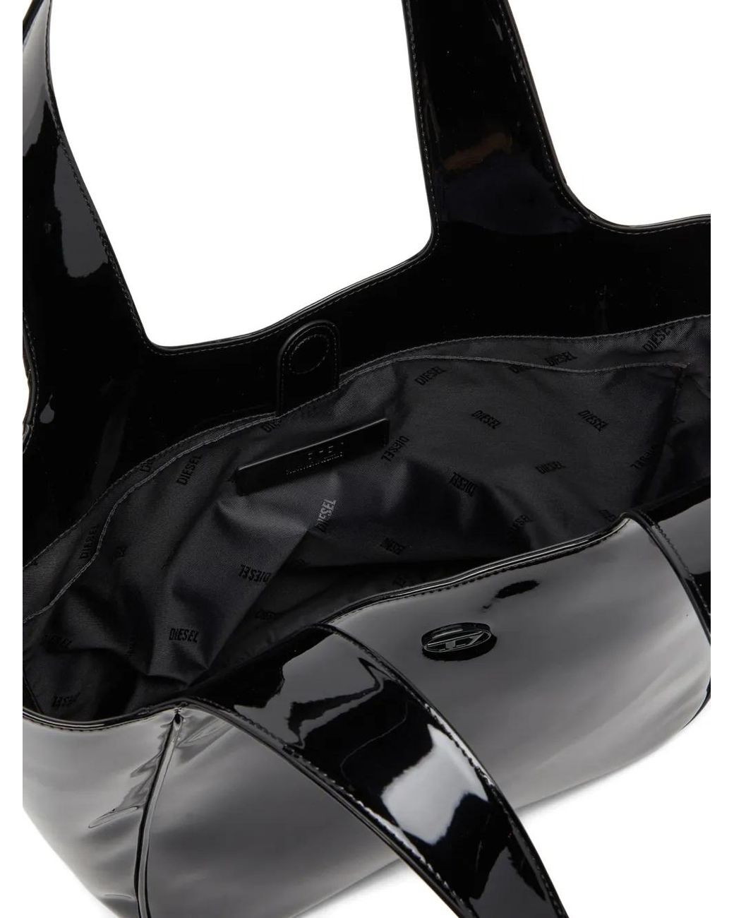 DIESEL Black Ultra-Glossy Pu Tote Handbag With Double Handle