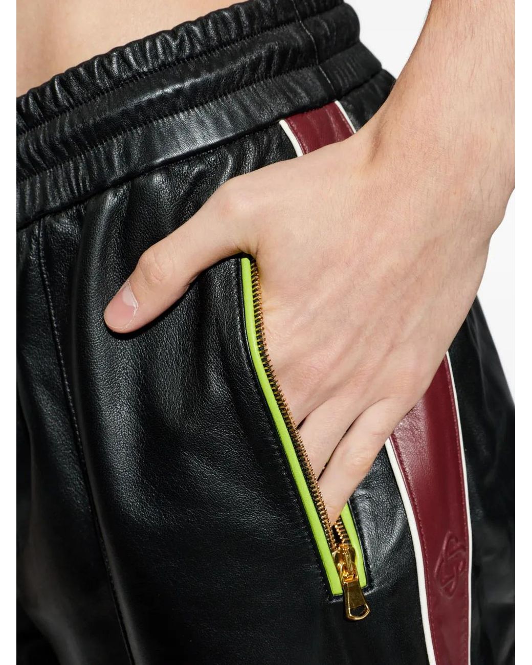 Casablanca Black Leather Trousers for men
